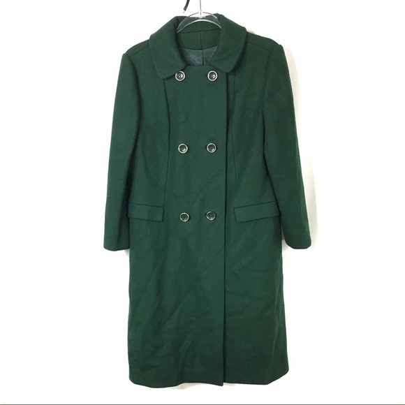 Vintage Deep Green Wool Double Breasted Overcoat - Picture 1 of 6